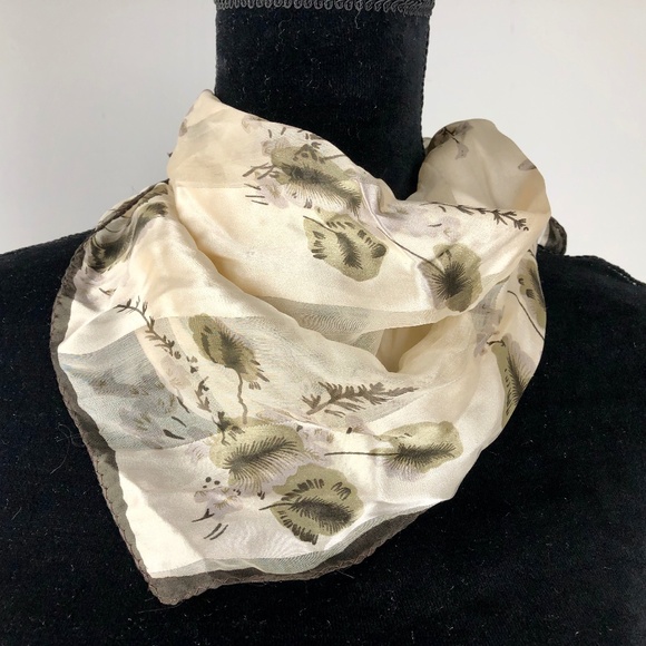 Silk Scarf Square Brown / Cream - Picture 1 of 4